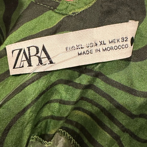 Zara Lara Psychedelic v-neck satin green Midi Slip Dress XL - Picture 7 of 13